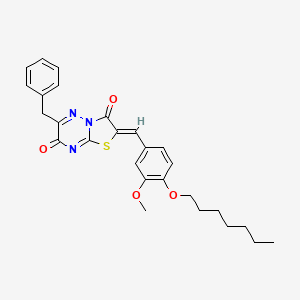 (2Z)-6-benzyl-2-[4-(heptyloxy)-3-methoxybenzylidene]-7H-[1,3]thiazolo[3,2-b][1,2,4]triazine-3,7(2H)-dione