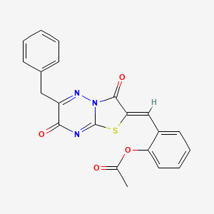 molecular formula C21H15N3O4S B12136802 2-[(Z)-(6-benzyl-3,7-dioxo-7H-[1,3]thiazolo[3,2-b][1,2,4]triazin-2(3H)-ylidene)methyl]phenyl acetate 