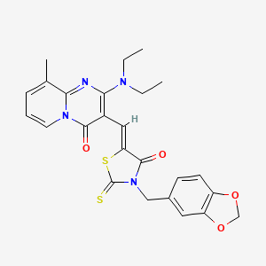 3-{(Z)-[3-(1,3-benzodioxol-5-ylmethyl)-4-oxo-2-thioxo-1,3-thiazolidin-5-ylidene]methyl}-2-(diethylamino)-9-methyl-4H-pyrido[1,2-a]pyrimidin-4-one