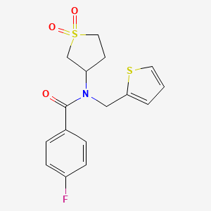 molecular formula C16H16FNO3S2 B12136818 N-(1,1-dioxidotetrahydrothiophen-3-yl)-4-fluoro-N-(thiophen-2-ylmethyl)benzamide 