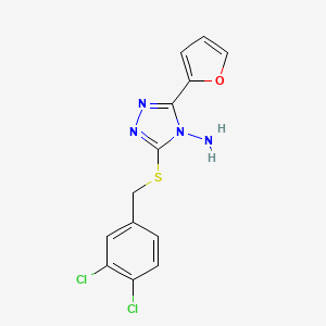 molecular formula C13H10Cl2N4OS B12136914 5-[(3,4-Dichlorophenyl)methylthio]-3-(2-furyl)-1,2,4-triazole-4-ylamine 