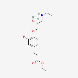 molecular formula C17H26FNO4 B1213707 Benzenepropanoic acid, 3-fluoro-4-(2-hydroxy-3-((1-methylethyl)amino)propoxy)-, ethyl ester CAS No. 97558-62-8