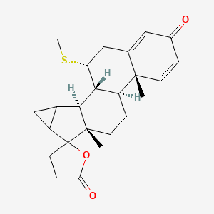 molecular formula C24H30O3S B1213709 4a,6a-Dimethyl-9-(methylsulfanyl)-4b,6,6a,7a,8,8a,8b,8c,9,10-decahydro-4aH-spiro[cyclopropa[4,5]cyclopenta[1,2-a]phenanthrene-7,2'-oxolane]-2,5'(5H)-dione 