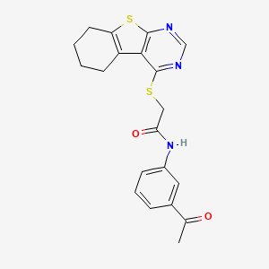 N-(3-acetylphenyl)-2-{8-thia-4,6-diazatricyclo[7.4.0.0^{2,7}]trideca-1(9),2,4,6-tetraen-3-ylsulfanyl}acetamide