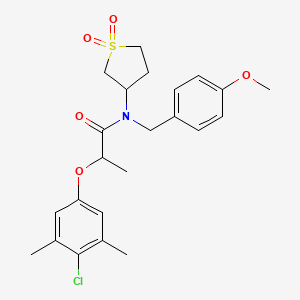 molecular formula C23H28ClNO5S B12137191 2-(4-chloro-3,5-dimethylphenoxy)-N-(1,1-dioxidotetrahydrothiophen-3-yl)-N-(4-methoxybenzyl)propanamide 