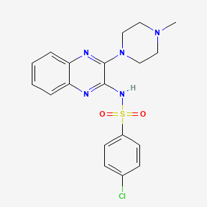 molecular formula C19H20ClN5O2S B12137228 4-chloro-N-[3-(4-methylpiperazin-1-yl)quinoxalin-2-yl]benzenesulfonamide 