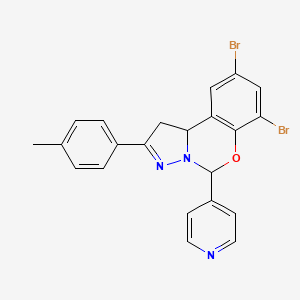 molecular formula C22H17Br2N3O B12137404 7,9-Dibromo-2-(4-methylphenyl)-5-(pyridin-4-yl)-1,10b-dihydropyrazolo[1,5-c][1,3]benzoxazine 