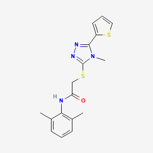 molecular formula C17H18N4OS2 B12137451 N-(2,6-dimethylphenyl)-2-{[4-methyl-5-(thiophen-2-yl)-4H-1,2,4-triazol-3-yl]sulfanyl}acetamide 