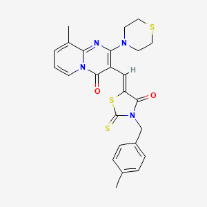 9-methyl-3-{(Z)-[3-(4-methylbenzyl)-4-oxo-2-thioxo-1,3-thiazolidin-5-ylidene]methyl}-2-(thiomorpholin-4-yl)-4H-pyrido[1,2-a]pyrimidin-4-one