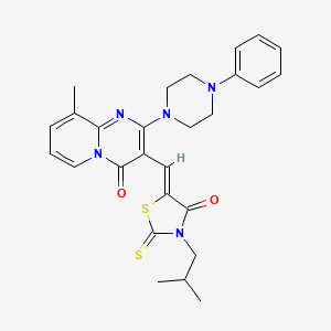 9-methyl-3-{(Z)-[3-(2-methylpropyl)-4-oxo-2-thioxo-1,3-thiazolidin-5-ylidene]methyl}-2-(4-phenylpiperazin-1-yl)-4H-pyrido[1,2-a]pyrimidin-4-one