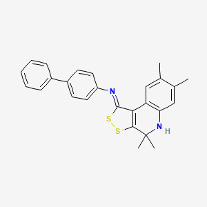 molecular formula C26H24N2S2 B12137638 N-[(1Z)-4,4,7,8-tetramethyl-4,5-dihydro-1H-[1,2]dithiolo[3,4-c]quinolin-1-ylidene]biphenyl-4-amine 