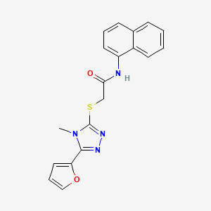 molecular formula C19H16N4O2S B12137670 2-{[5-(furan-2-yl)-4-methyl-4H-1,2,4-triazol-3-yl]sulfanyl}-N-(naphthalen-1-yl)acetamide 