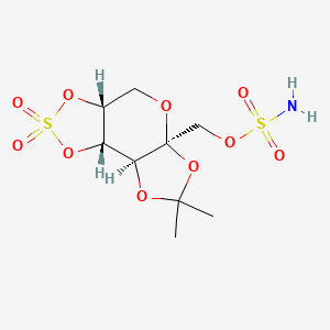 molecular formula C9H15NO10S2 B1213769 Sulfamic acid 2,3-o-(1-methylethylidene)-4,5-o-sulfonyl-beta-fructopyranose ester 