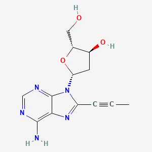 molecular formula C13H15N5O3 B1213773 (2R,3S,5R)-5-(6-amino-8-prop-1-ynyl-purin-9-yl)-2-(hydroxymethyl)tetrahydrofuran-3-ol 