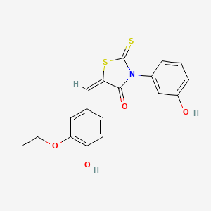 molecular formula C18H15NO4S2 B12137739 (E)-5-(3-ethoxy-4-hydroxybenzylidene)-3-(3-hydroxyphenyl)-2-thioxothiazolidin-4-one 