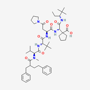 molecular formula C52H78N6O8 B1213774 1-[[2-(2-{2-[(2-Benzyl-4-phenyl-butyryl)-methyl-amino]-3-methyl-butyrylamino}-3,3-dimethyl-butyrylamino)-4-oxo-4-pyrrolidin-1-yl-butyrylamino]-(1-ethyl-2,2-dimethyl-propylcarbamoyl)-methyl]-cyclopentanecarboxylic acid 