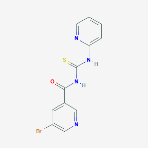 molecular formula C12H9BrN4OS B1213776 5-bromo-N-[(2-pyridinylamino)-sulfanylidenemethyl]-3-pyridinecarboxamide 