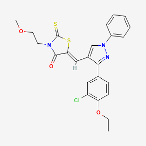 (5Z)-5-{[3-(3-chloro-4-ethoxyphenyl)-1-phenyl-1H-pyrazol-4-yl]methylidene}-3-(2-methoxyethyl)-2-thioxo-1,3-thiazolidin-4-one