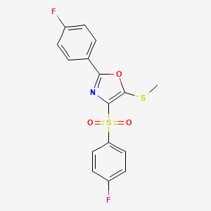 4-(4-Fluorobenzenesulfonyl)-2-(4-fluorophenyl)-5-(methylsulfanyl)-1,3-oxazole