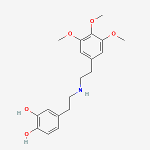 molecular formula C19H25NO5 B1213790 4-(2-((2-(3,4,5-Trimethoxyphenyl)ethyl)amino)ethyl)-1,2-benzenediol CAS No. 55536-64-6