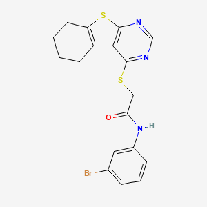 molecular formula C18H16BrN3OS2 B12137945 N-(3-bromophenyl)-2-(5,6,7,8-tetrahydro[1]benzothieno[2,3-d]pyrimidin-4-ylsulfanyl)acetamide 