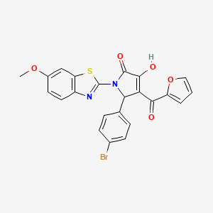 molecular formula C23H15BrN2O5S B12137946 5-(4-Bromophenyl)-4-(2-furylcarbonyl)-3-hydroxy-1-(6-methoxybenzothiazol-2-yl)-3-pyrrolin-2-one 