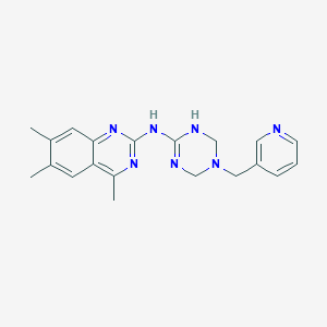 molecular formula C20H23N7 B12137964 4,6,7-trimethyl-N-[5-(pyridin-3-ylmethyl)-1,4,5,6-tetrahydro-1,3,5-triazin-2-yl]quinazolin-2-amine 