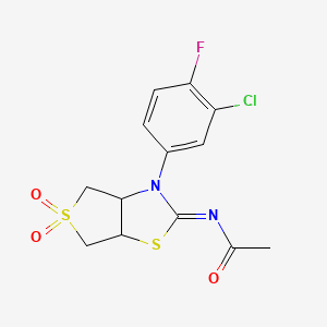 N-[(2Z)-3-(3-chloro-4-fluorophenyl)-5,5-dioxidotetrahydrothieno[3,4-d][1,3]thiazol-2(3H)-ylidene]acetamide