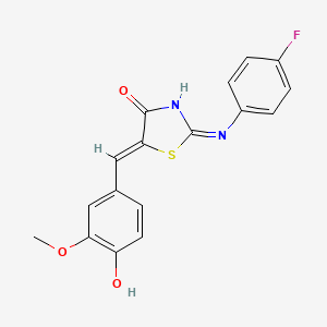 molecular formula C17H13FN2O3S B12138068 Thiazolidin-4-one, 2-(4-fluorophenylimino)-5-(4-hydroxy-3-methoxybenzylidene)- 