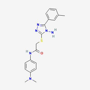 molecular formula C19H22N6OS B12138077 2-[4-amino-5-(3-methylphenyl)(1,2,4-triazol-3-ylthio)]-N-[4-(dimethylamino)phe nyl]acetamide 