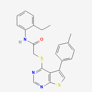 molecular formula C23H21N3OS2 B12138082 N-(2-ethylphenyl)-2-{[5-(4-methylphenyl)thieno[2,3-d]pyrimidin-4-yl]sulfanyl}acetamide 