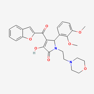 molecular formula C27H28N2O7 B12138094 4-(Benzo[d]furan-2-ylcarbonyl)-5-(2,3-dimethoxyphenyl)-3-hydroxy-1-(2-morpholi n-4-ylethyl)-3-pyrrolin-2-one 