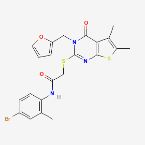 molecular formula C22H20BrN3O3S2 B12138160 N-(4-bromo-2-methylphenyl)-2-[3-(2-furylmethyl)-5,6-dimethyl-4-oxo(3-hydrothio pheno[2,3-d]pyrimidin-2-ylthio)]acetamide 