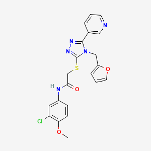 molecular formula C21H18ClN5O3S B12138172 N-(3-chloro-4-methoxyphenyl)-2-{[4-(furan-2-ylmethyl)-5-(pyridin-3-yl)-4H-1,2,4-triazol-3-yl]sulfanyl}acetamide 