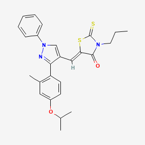 molecular formula C26H27N3O2S2 B12138209 (5Z)-5-({3-[2-methyl-4-(propan-2-yloxy)phenyl]-1-phenyl-1H-pyrazol-4-yl}methylidene)-3-propyl-2-thioxo-1,3-thiazolidin-4-one 