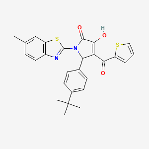 molecular formula C27H24N2O3S2 B12138230 (4E)-5-(4-tert-butylphenyl)-4-[hydroxy(thiophen-2-yl)methylidene]-1-(6-methyl-1,3-benzothiazol-2-yl)pyrrolidine-2,3-dione 