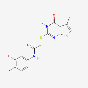 N-(3-fluoro-4-methylphenyl)-2-[(3,5,6-trimethyl-4-oxo-3,4-dihydrothieno[2,3-d]pyrimidin-2-yl)sulfanyl]acetamide