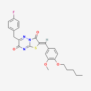 molecular formula C25H24FN3O4S B12138275 (2Z)-6-(4-fluorobenzyl)-2-[3-methoxy-4-(pentyloxy)benzylidene]-7H-[1,3]thiazolo[3,2-b][1,2,4]triazine-3,7(2H)-dione 