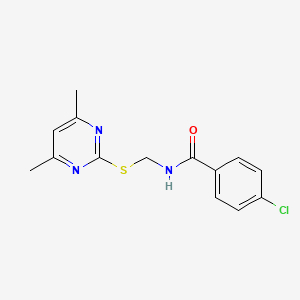 molecular formula C14H14ClN3OS B1213836 4-chloro-N-[[(4,6-dimethyl-2-pyrimidinyl)thio]methyl]benzamide 