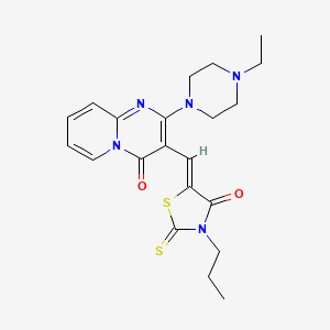 molecular formula C21H25N5O2S2 B12138421 2-(4-ethylpiperazin-1-yl)-3-[(Z)-(4-oxo-3-propyl-2-thioxo-1,3-thiazolidin-5-ylidene)methyl]-4H-pyrido[1,2-a]pyrimidin-4-one 