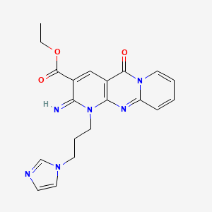 ethyl 7-[3-(1H-imidazol-1-yl)propyl]-6-imino-2-oxo-1,7,9-triazatricyclo[8.4.0.0^{3,8}]tetradeca-3(8),4,9,11,13-pentaene-5-carboxylate