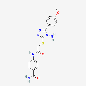 molecular formula C18H18N6O3S B12138455 4-{2-[4-Amino-5-(4-methoxyphenyl)-1,2,4-triazol-3-ylthio]acetylamino}benzamide 