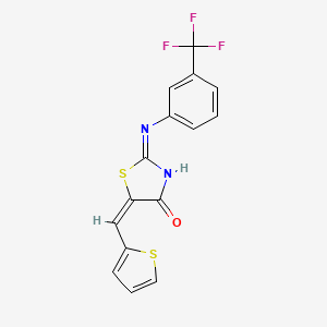 (E)-5-(thiophen-2-ylmethylene)-2-((3-(trifluoromethyl)phenyl)amino)thiazol-4(5H)-one