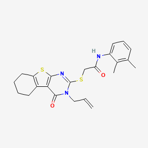 molecular formula C23H25N3O2S2 B12138465 N-(2,3-dimethylphenyl)-2-(4-oxo-3-prop-2-enyl(3,5,6,7,8-pentahydrobenzo[b]thio pheno[2,3-d]pyrimidin-2-ylthio))acetamide 