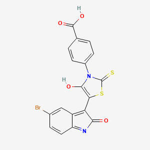 4-[(5Z)-5-(5-bromo-2-oxo-1,2-dihydro-3H-indol-3-ylidene)-4-oxo-2-thioxo-1,3-thiazolidin-3-yl]benzoic acid