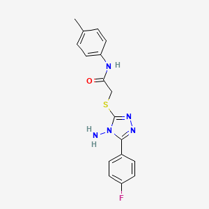 molecular formula C17H16FN5OS B12138569 2-{[4-amino-5-(4-fluorophenyl)-4H-1,2,4-triazol-3-yl]sulfanyl}-N-(4-methylphenyl)acetamide 