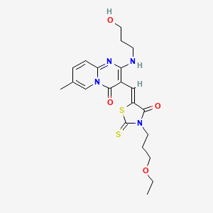 3-{(Z)-[3-(3-ethoxypropyl)-4-oxo-2-thioxo-1,3-thiazolidin-5-ylidene]methyl}-2-[(3-hydroxypropyl)amino]-7-methyl-4H-pyrido[1,2-a]pyrimidin-4-one