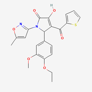 (4E)-5-(4-ethoxy-3-methoxyphenyl)-4-[hydroxy(thiophen-2-yl)methylidene]-1-(5-methyl-1,2-oxazol-3-yl)pyrrolidine-2,3-dione