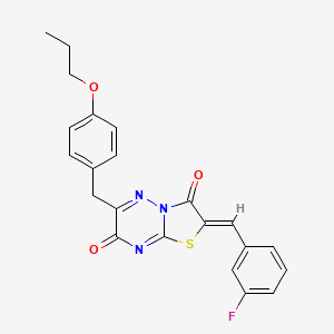 (2Z)-2-(3-fluorobenzylidene)-6-(4-propoxybenzyl)-7H-[1,3]thiazolo[3,2-b][1,2,4]triazine-3,7(2H)-dione