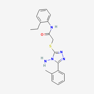 molecular formula C19H21N5OS B12138775 2-{[4-amino-5-(2-methylphenyl)-4H-1,2,4-triazol-3-yl]sulfanyl}-N-(2-ethylphenyl)acetamide 